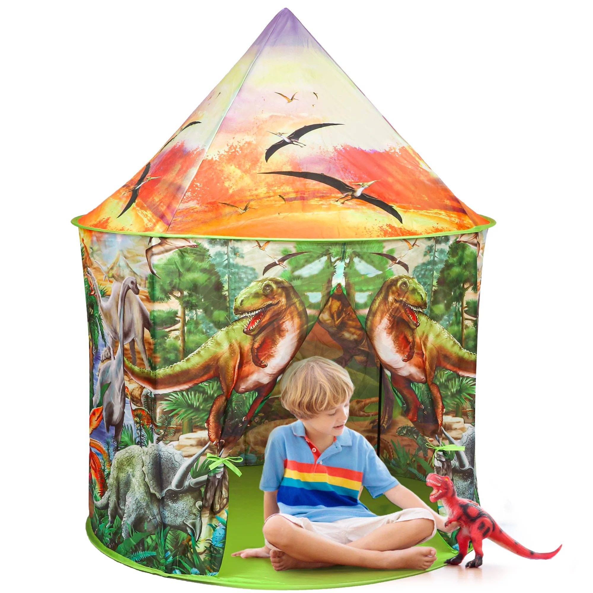Beefunni Dinosaur Toys Outdoor Play Tent for Kids 3+, Dino Adventure Indoor Playhouse, Foldable and Portable Design, Hours of Fun, Suitable for DInosaur Toys Christmas Gift Boys and Girls 3-6 6-12