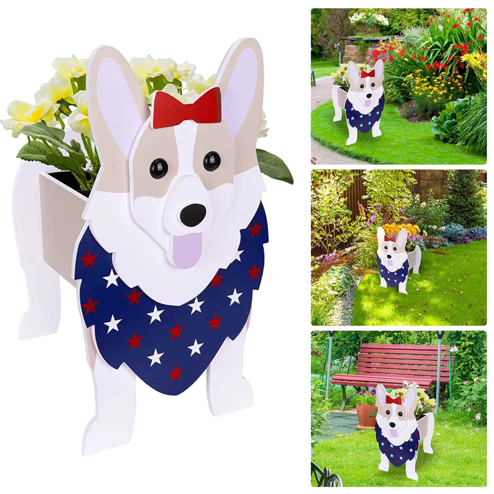 SIfdSeng Wooden Planter Shape Succulent Planter Dog Planter Dog Cartoon Animal Flower Pots Garden Flower Pot Dog Yak Cow Cute Animal Flower Pot Flower Pot Dog Flower Pot 4th of July Decorations Indoor