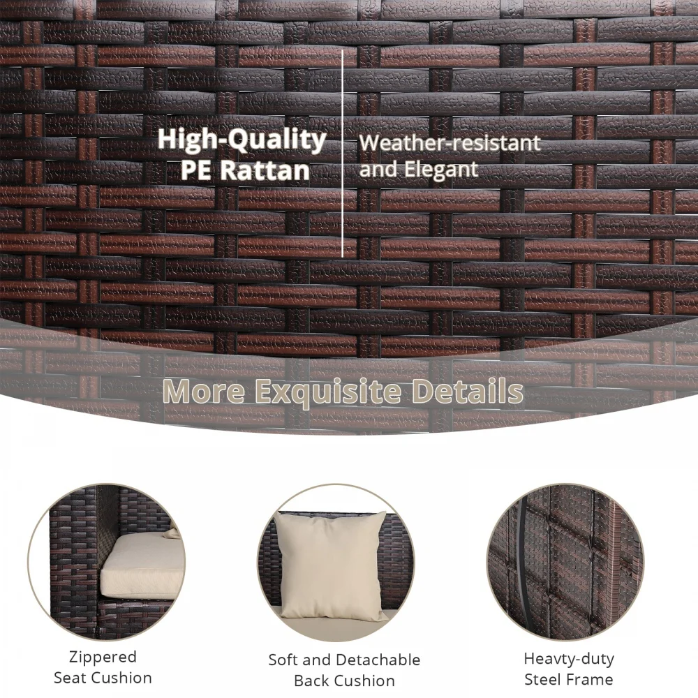 YAHAOLHGD Rattan Swing Chair 49in Brown Gradient Rattan(Swing frames not included）