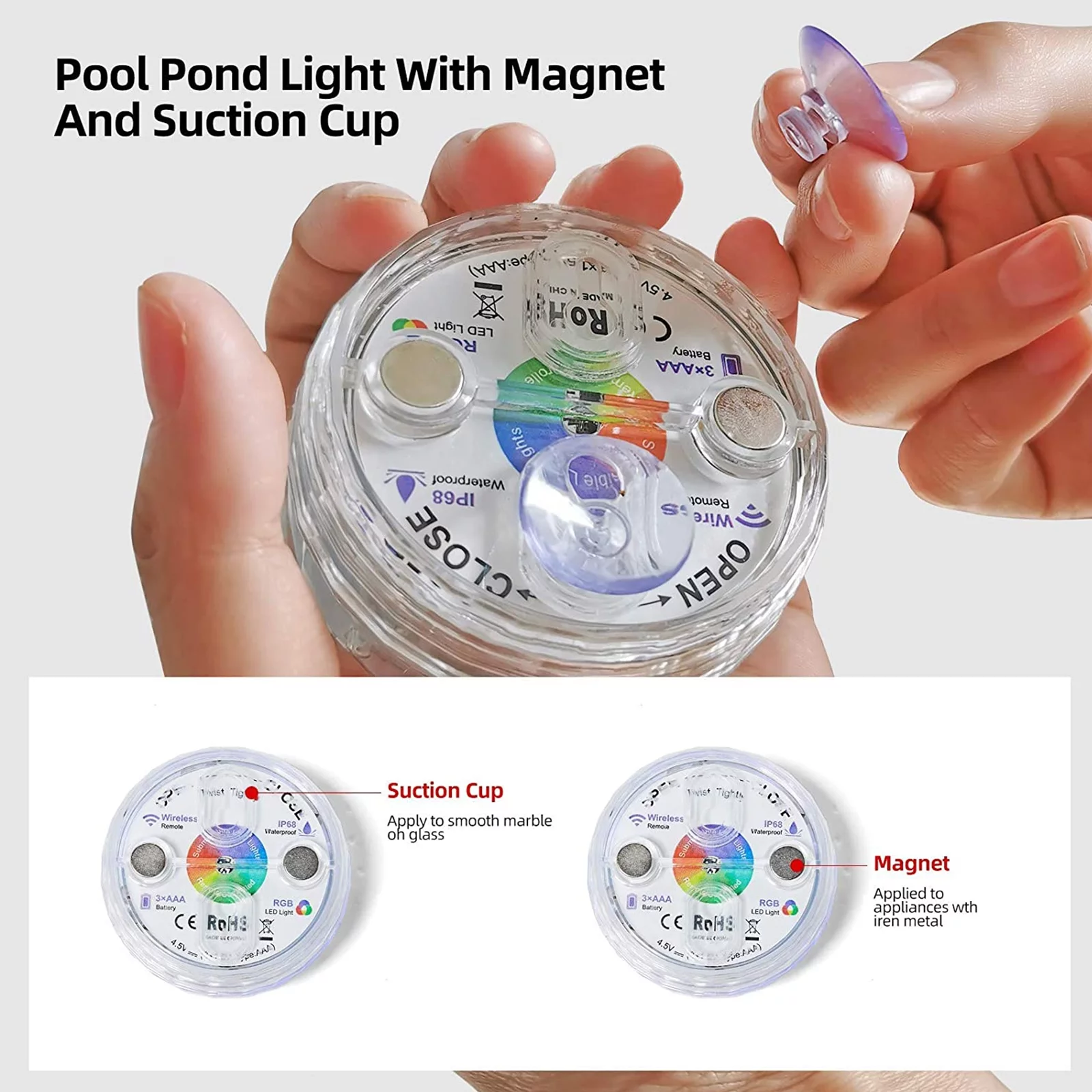 Submersible LED Lights 4 Pack with Remote Control, 100% Waterproof Pool Lights Color Changing Light for Pond Fountain Aquariums Vase Garden Party, 16 Colors, COOSERRY