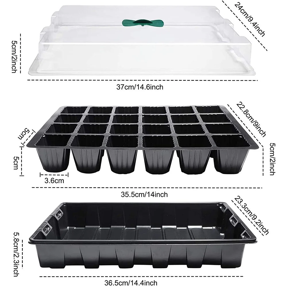 2PCS Greenhouse Plastic Lids Sprout Plate Office Nursery Pots Germination Box Grow Base Planting Tray 12 HOLES
