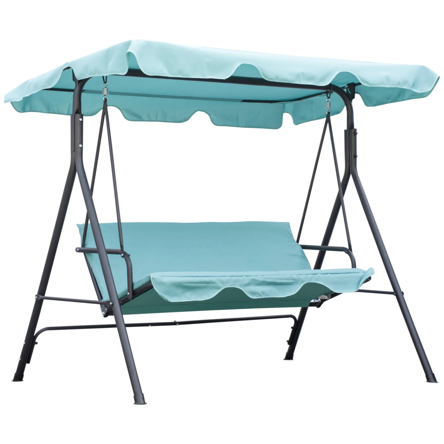 YLtoohoom Patio Porch  Chair with Adjustable Canopy  Seats 3 Adults  Steel Frame  Armrests  Green