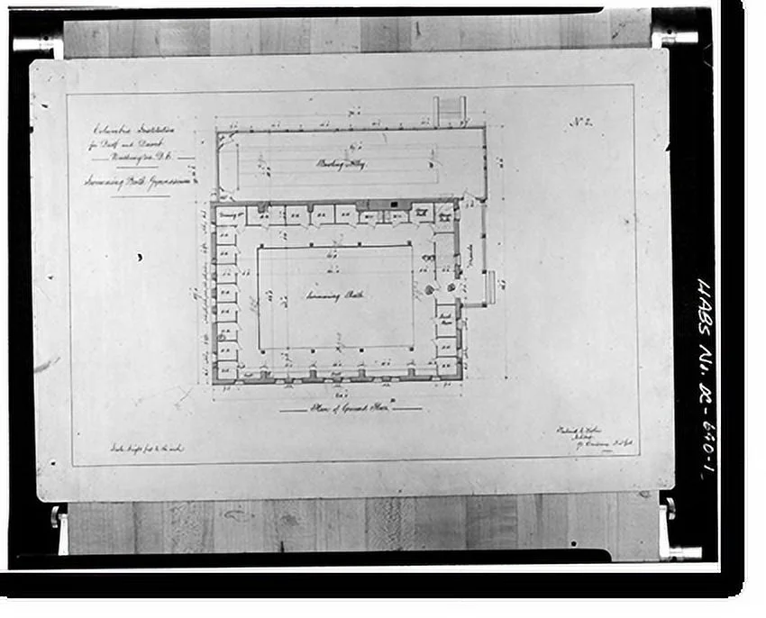 Historic Framed Print, Gallaudet College, Gymnasium, Seventh & Florida Avenue, Northeast, Washington, District of Columbia, DC, 17-7/8