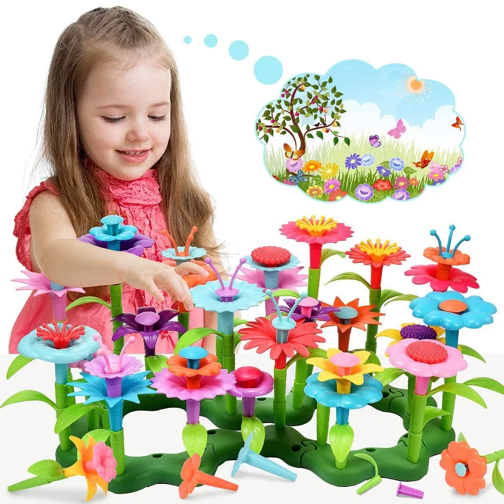 Charlotte Flower Garden Building Toys Set, STEM Preschool Activities and Gardening Pretend Playset for 3+ Girls,Boys( 52 Pcs )