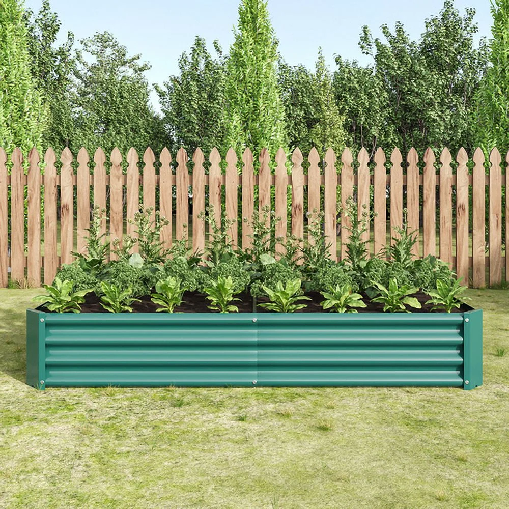 Buumin Raised Garden Bed Outdoor, 6×3×1ft , Metal Raised Rectangle Planter Beds for Plants, Vegetables, and Flowers - Green