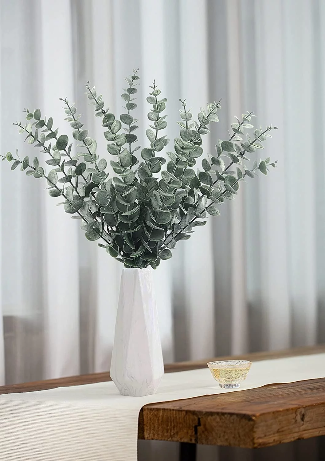 24pcs Eucalyptus Stems Artificial Flower Greenery for Wedding Bouquet Home Table Decor, Green