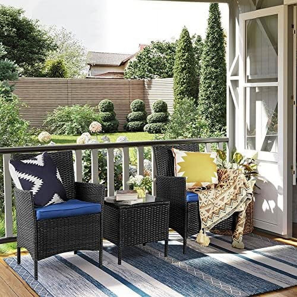 ASDRFYU Patio  Set 3 Piece  Wicker Patio  Sets  Outdoor PE Rattan   Front Porch   All-Weather Patio   Balcony
