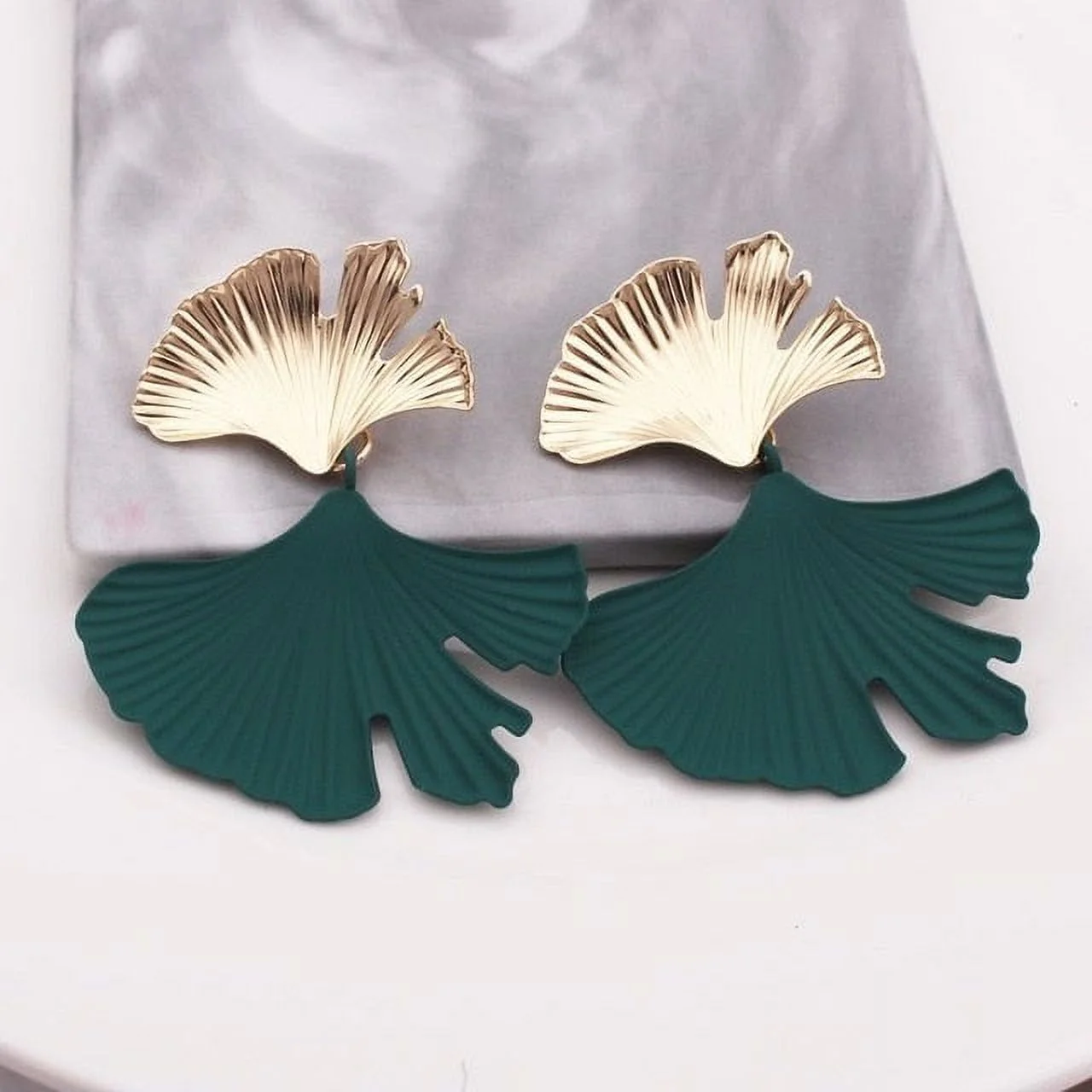 Ginkgo Biloba Leaf Drop Earrings for Women and Girls, Gold Plated and in 7 Colors