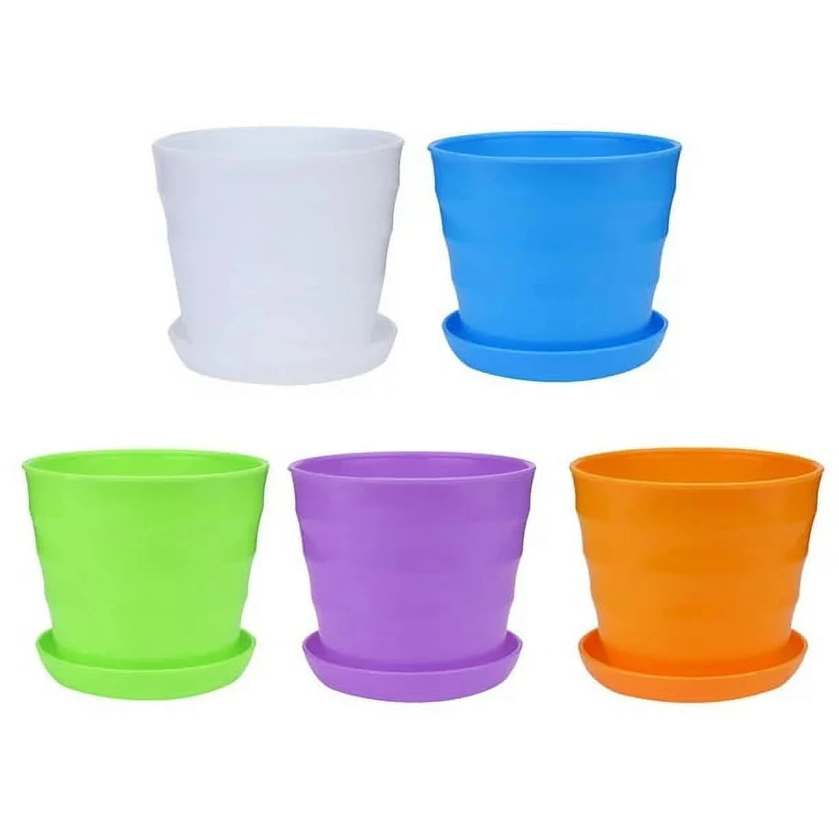 SUSHANG 5PC Colourful Mini Plastic Flower Pot Succulent Flowerpot Home Decor Succulent Nursery Flower pots with Drainage Holes
