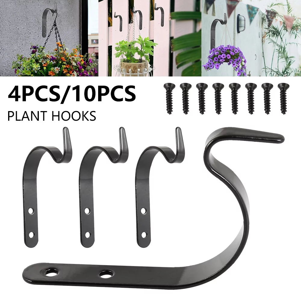 Willstar 10Pcs Indoor Metal Hanging Plant Hooks Basket Brackets Outdoor Garden Wall Decor Plant Hanger Hanging Garden Baskets Pots and Birds Feeder Hang High Up and Pull Down