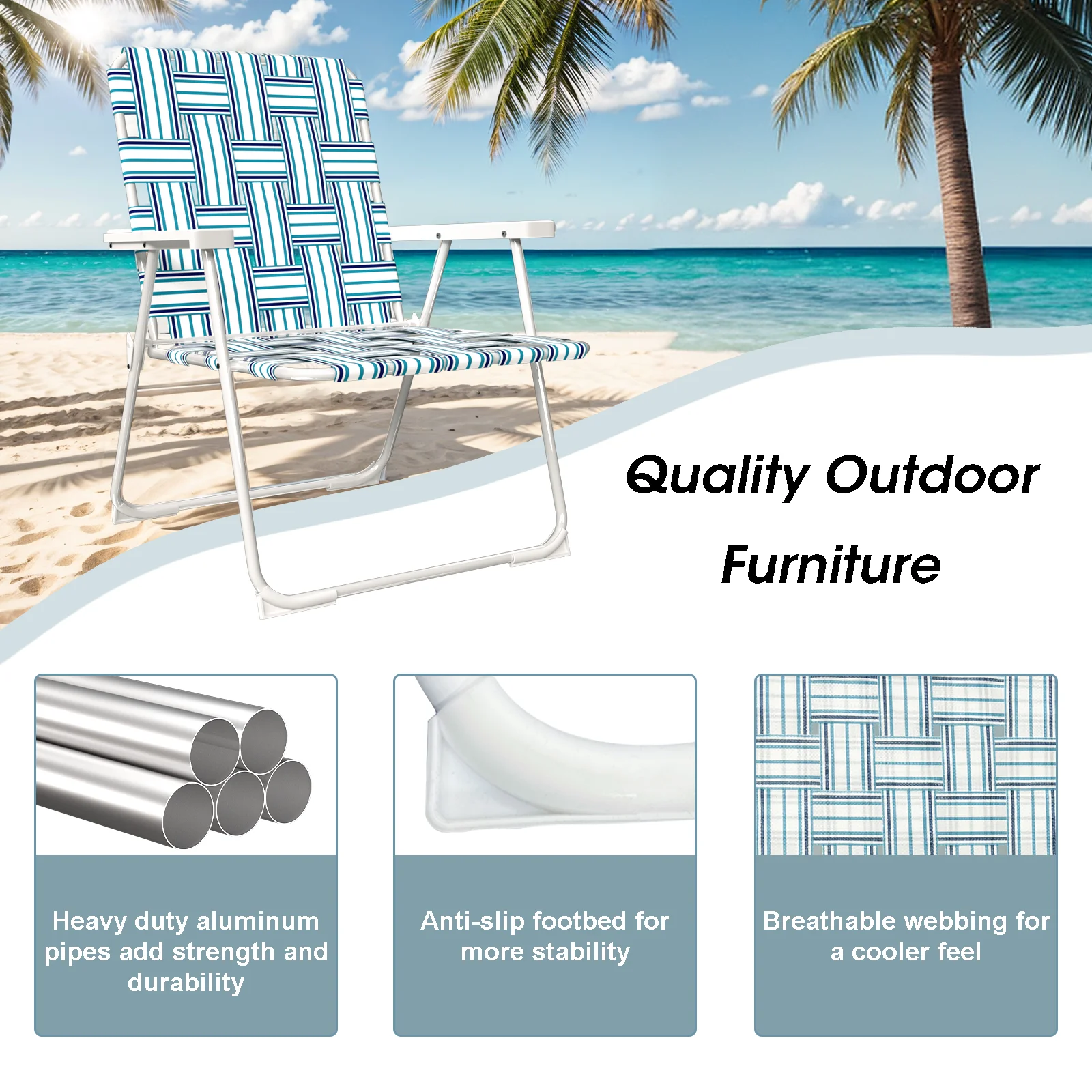 TANG JEAMER Folding Outdoor Beach Chair,Portable Lawn Chair for Yard,Garden.