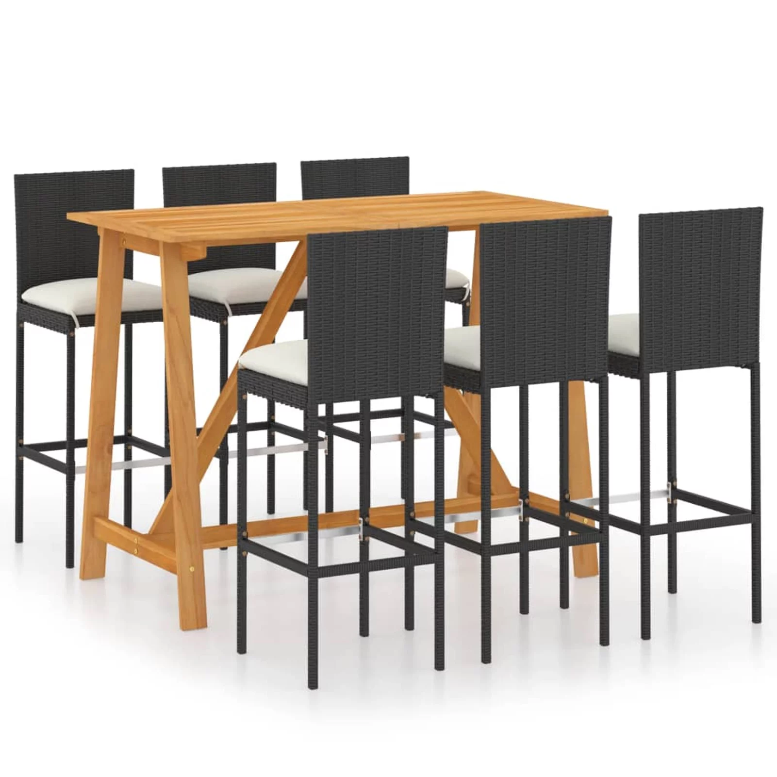 Suzicca 7 Piece Patio Bar Set with Cushions Black