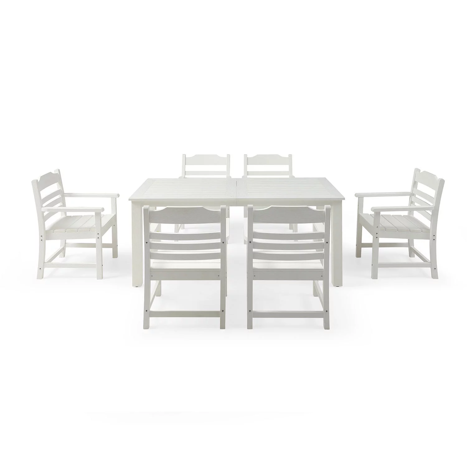 Elegant White HIPS Patio Furniture Set with 6 Dining Chairs and 1 Table for Backyard  Garden  Poolside or Balcony Dining and Relaxation Comfort