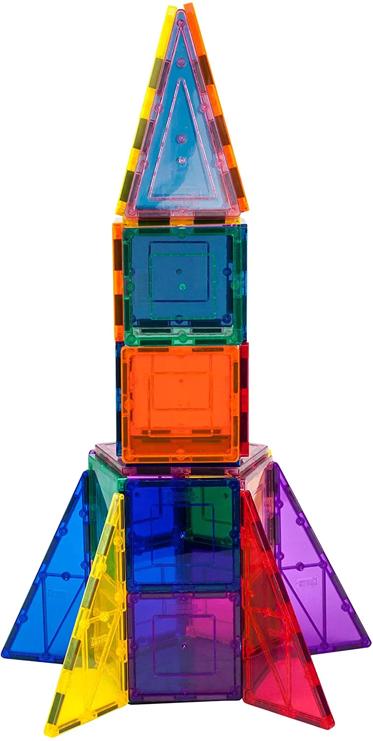 Terra 32 Piece Magnetic Building Block Rocket Booster Theme Set Magnet Construction Toy Educational Kit Engineering STEM Learning Playset Child Brain Development Stacking Blocks Playboard PT32