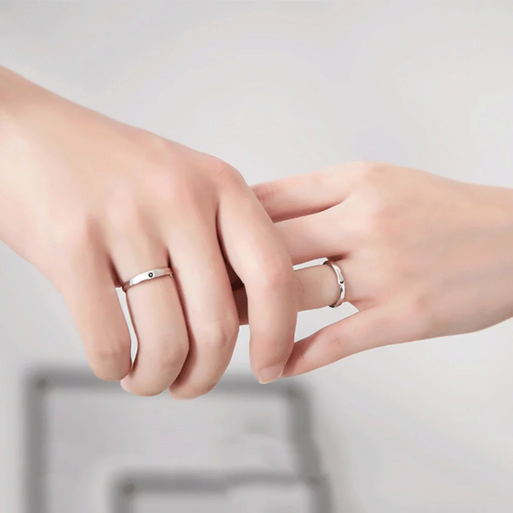 XZZjjl Sterling Silver Rings Women Boho For Index Finger Simple And Generous Couple Inlaid Rhinestones Set Ring Opening Ladies Ring