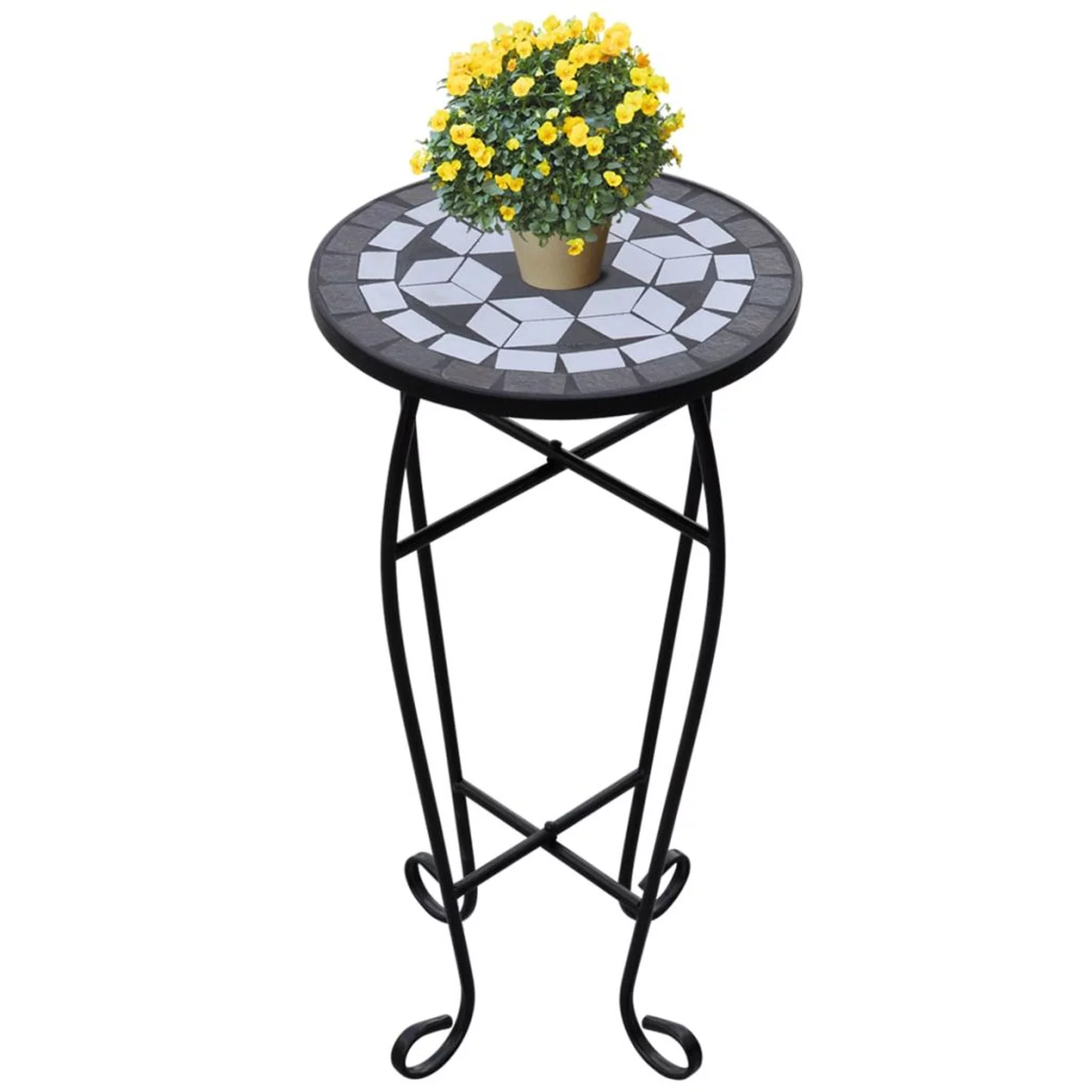 walmeck Side Table Plant Table Black White