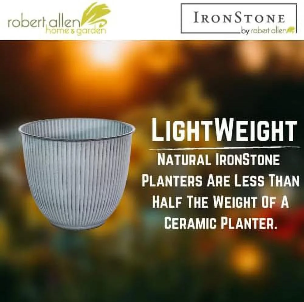 Robert Allen Natural Ironstone Planter - Archer (Steel Blue, 10