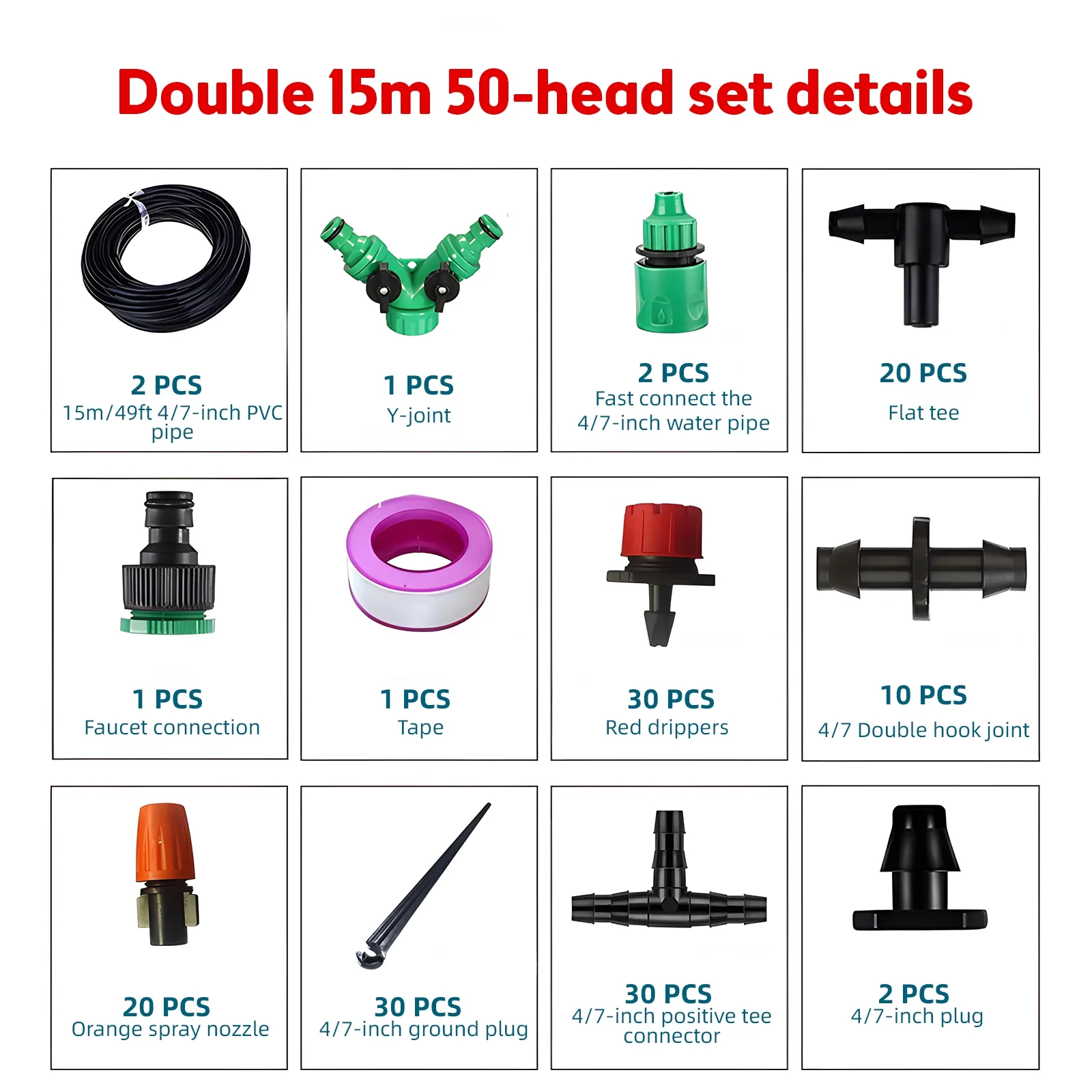 Irrigation System,Bed Patio Drip Kit Lawn 2x15m 4/7-inch Tube Flower Drip Qisuo Drip Diy Er Bed Dsfen