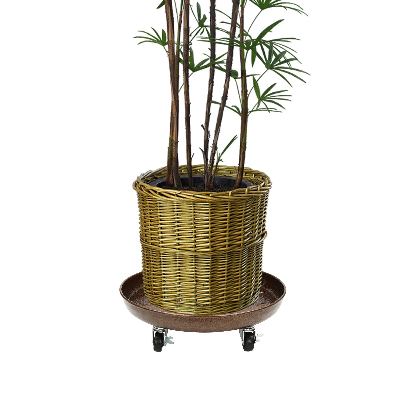 16*4.72in 3Pcs Flowerpot Trays W/ Universal Wheels 16IN Thickened Plant Pot Tray Rack 200-250kg/441-551lbs