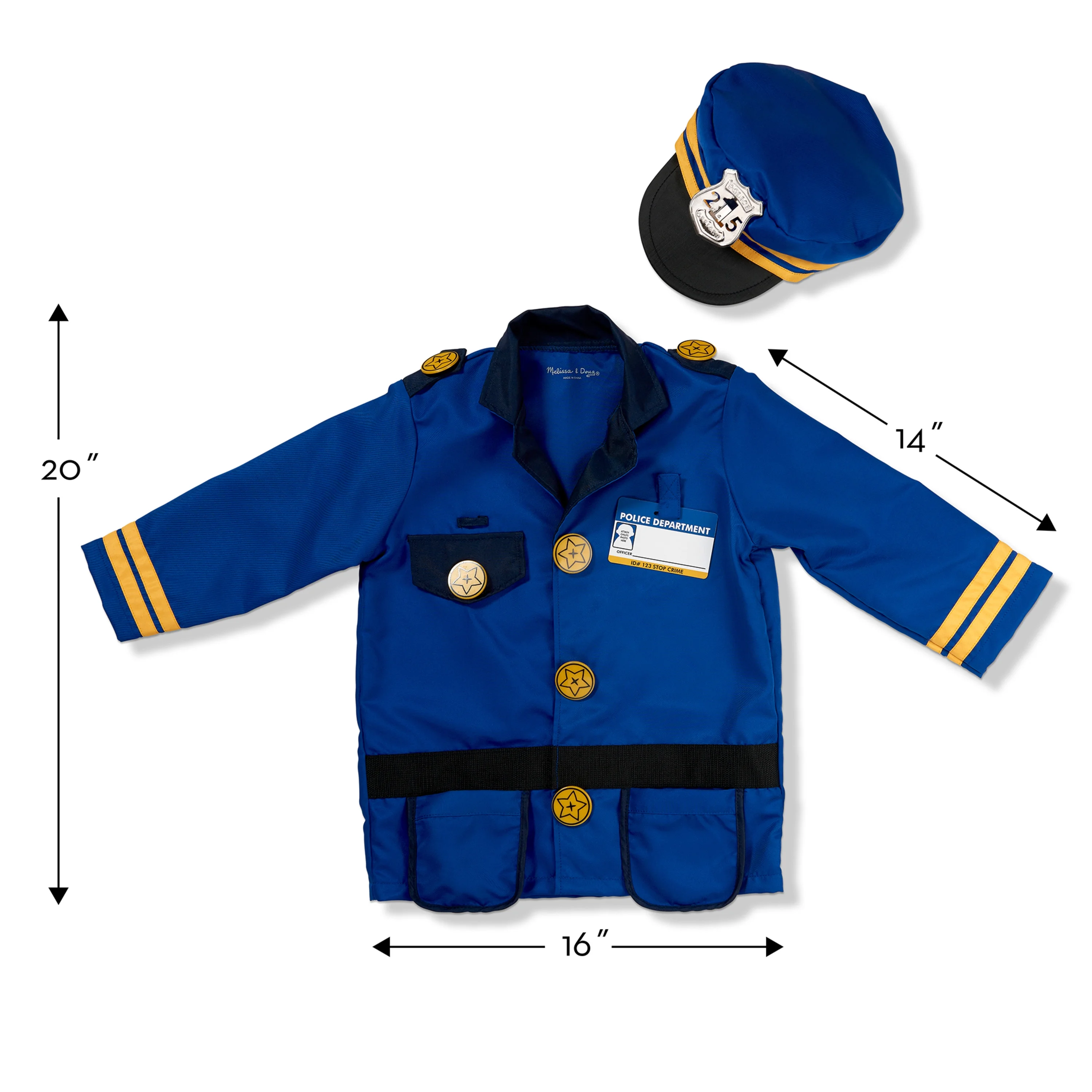 Melissa & Doug Police Officer Role Play Costume Dress-Up Set (8 pcs)