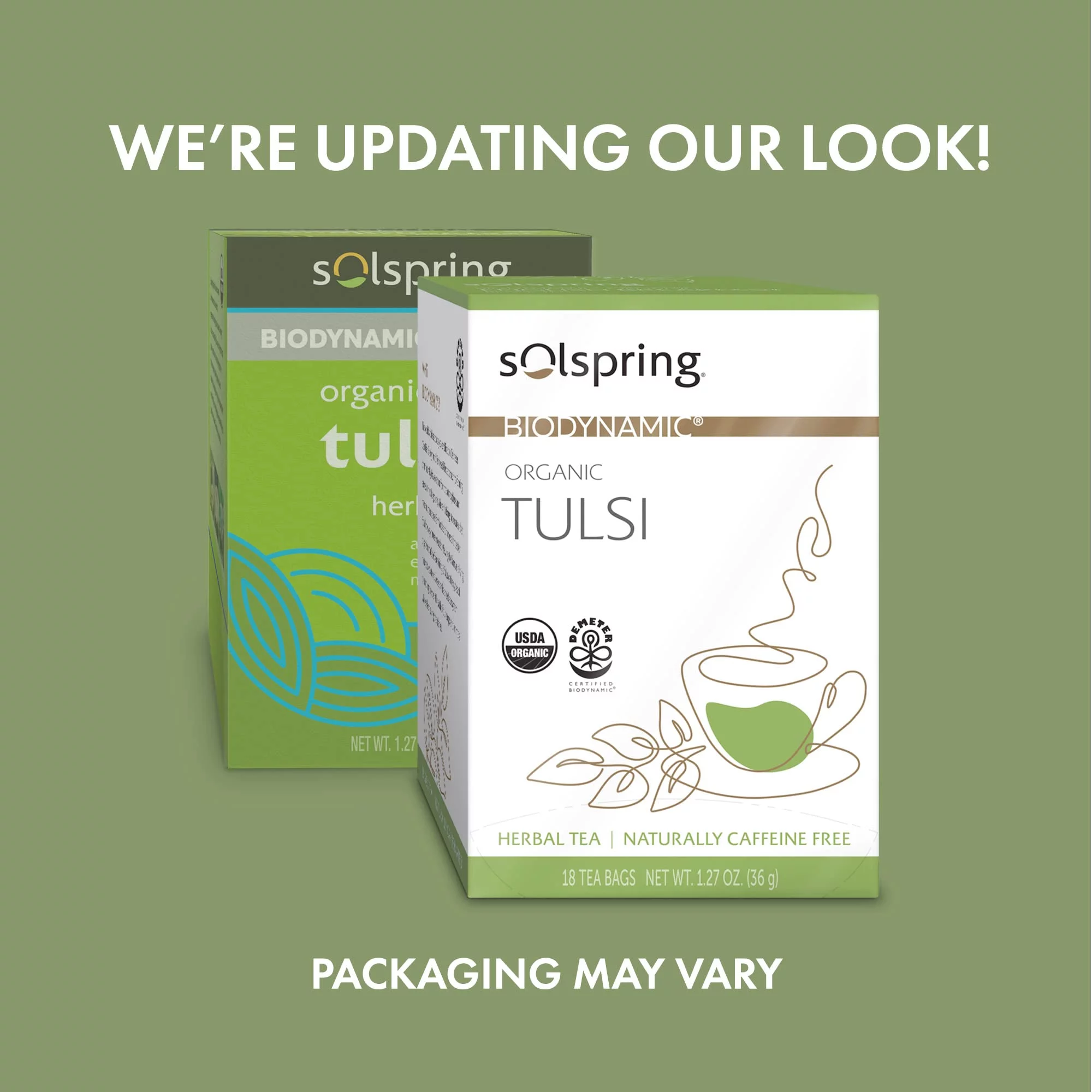 Dr. Mercola Solspring Organic Tulsi Herbal Tea, 18 Tea Bags (Pack Of 3) Naturally Caffeine Free, Usda Organic, Organic Demeter Certified