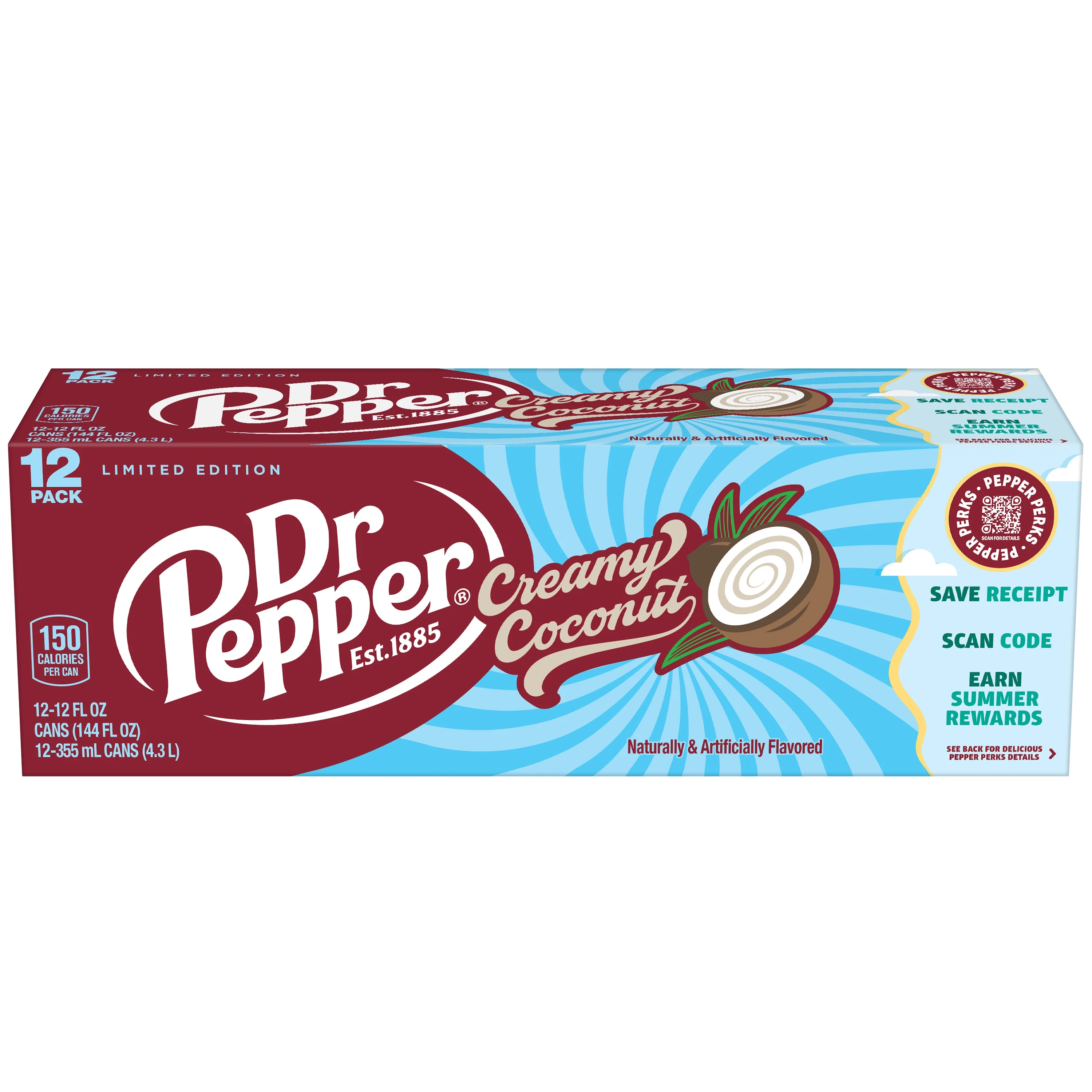 Dr Pepper Creamy Coconut Soda Pop, 12 fl oz, 12 Pack Cans