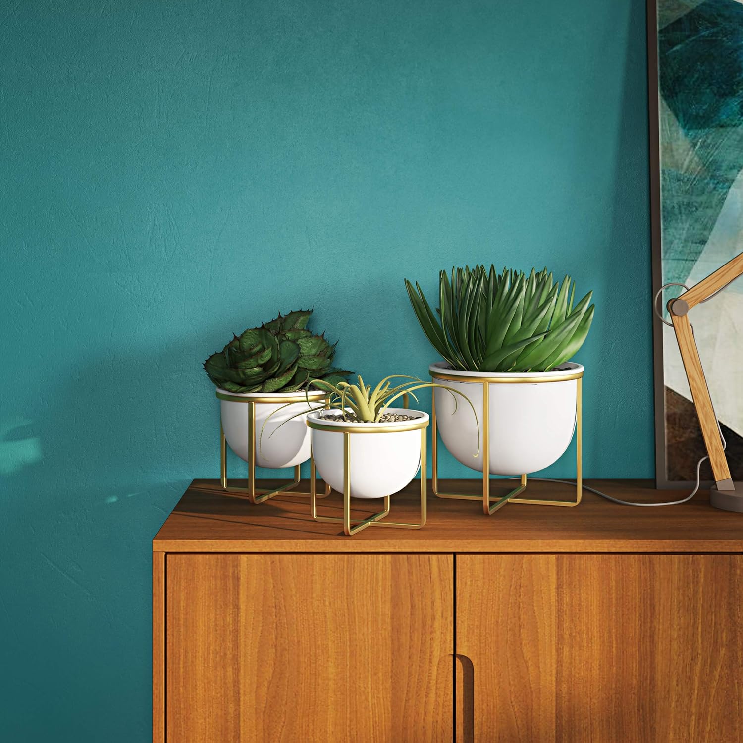 Mid Century Modern Planters (Set of 3)