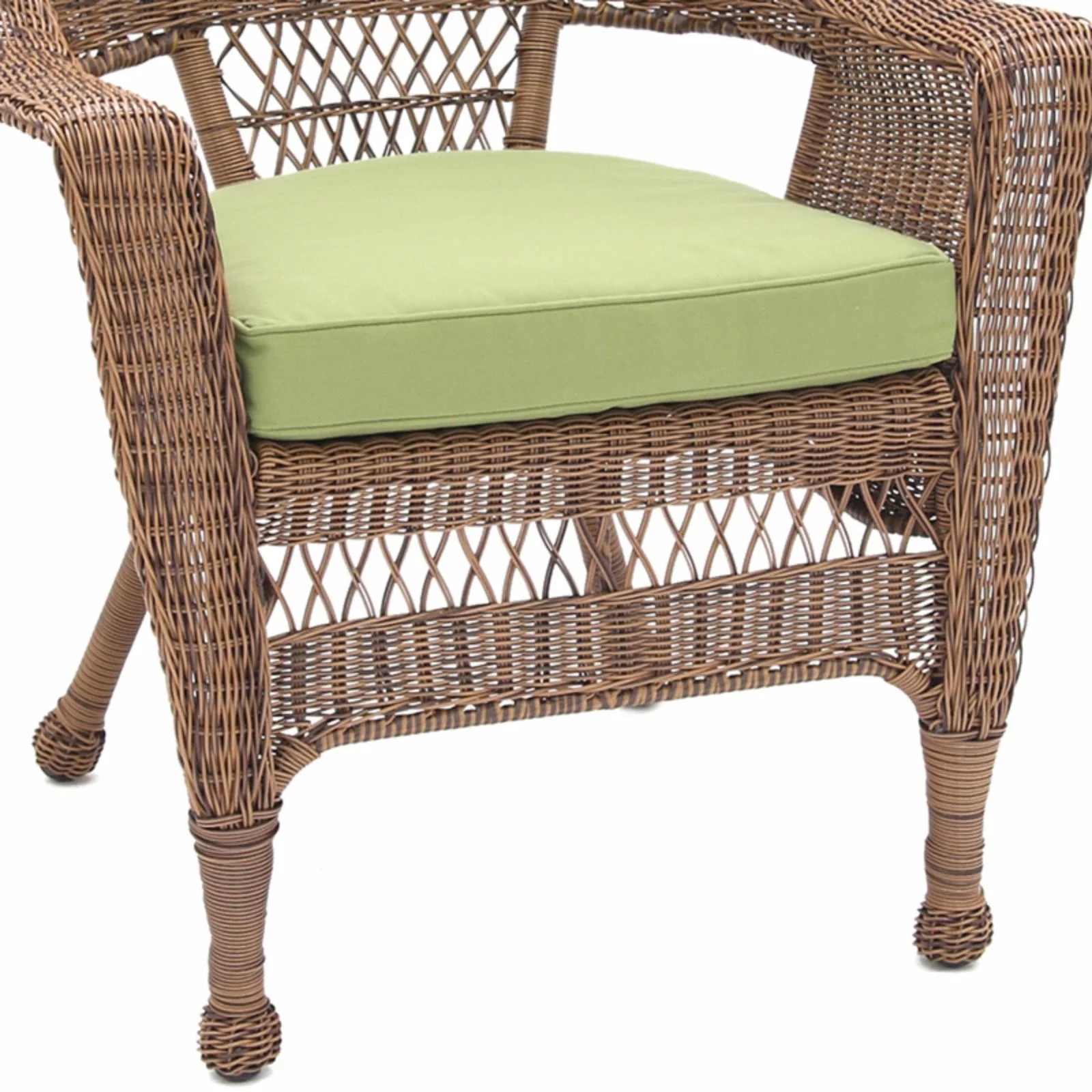 Jeco Wicker Chair in White with Green Cushion (Set of 4)