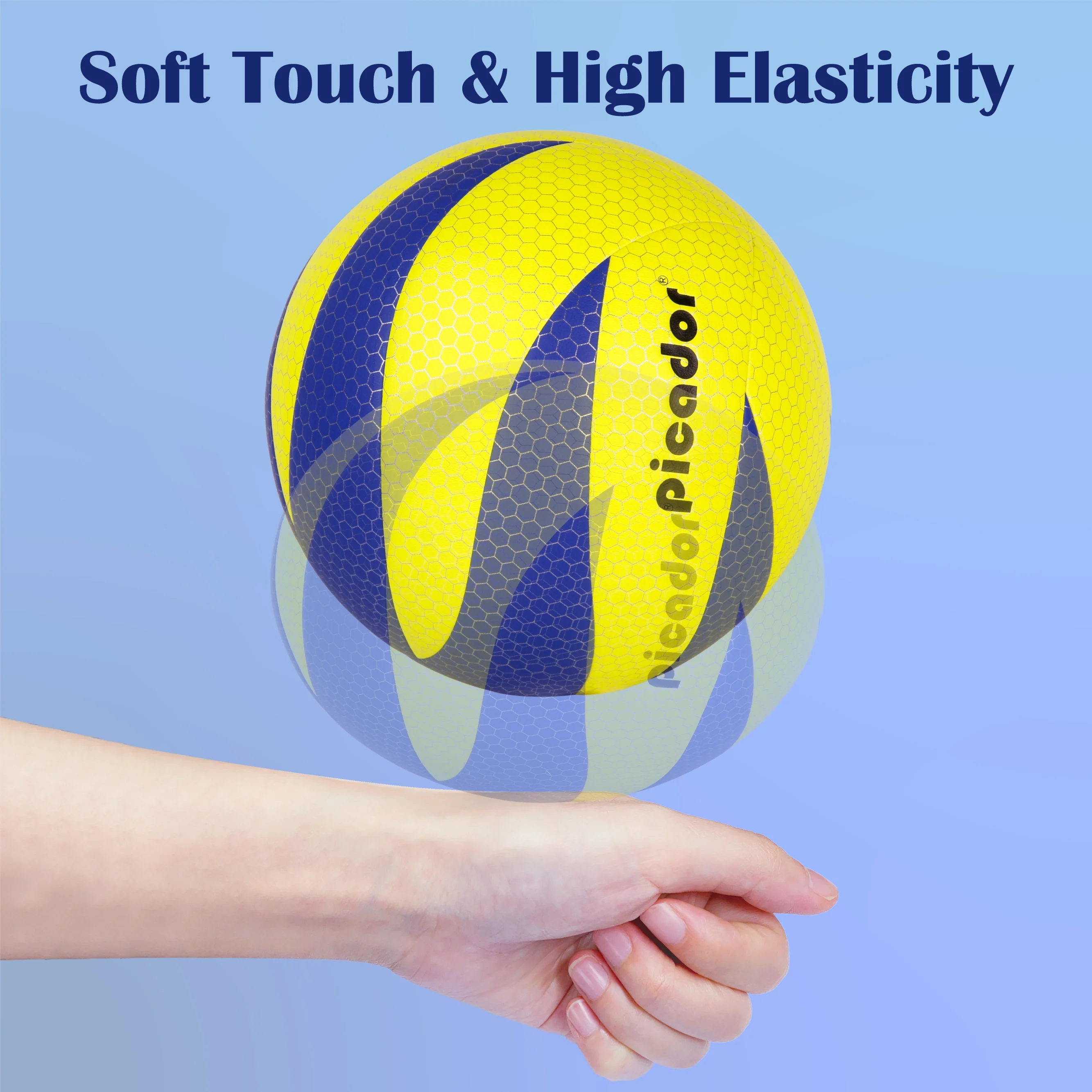 Volleyball Official Size 5, PU Soft Touch Volleyballs for Youth Beginner, Indoor Outdoor Beach Volley Ball Play Training Sport (Bright Yellow & Blue)