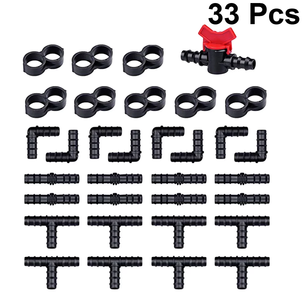 Guichaokj 33pcs PE Spray Nozzles Spray Atomization Irrigation Drippers Sprinklers Emitter Drip (Black)