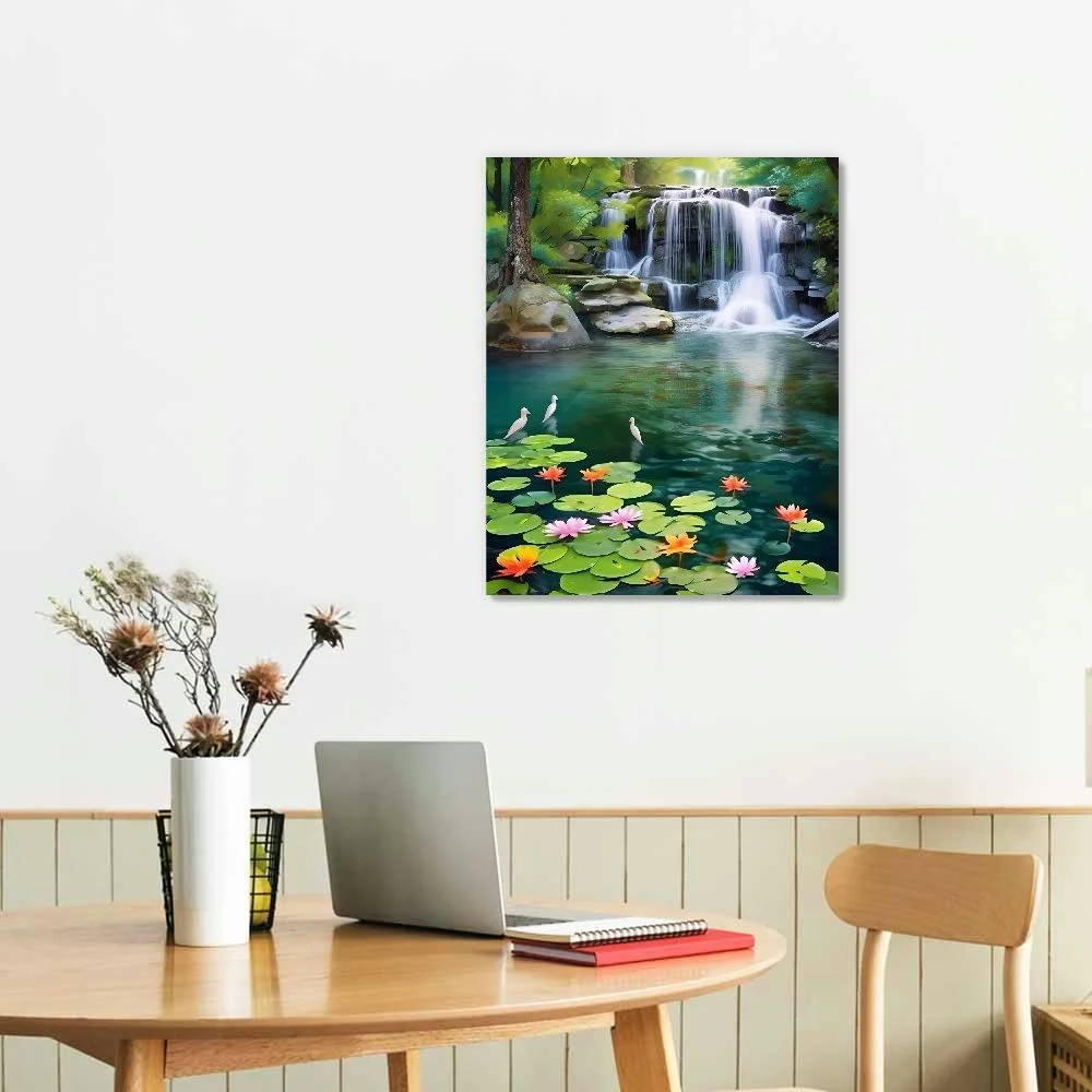 Creowell Art Modern Fall Decor Waterfall Scenery Canvas Wall Art Picture 16x20in