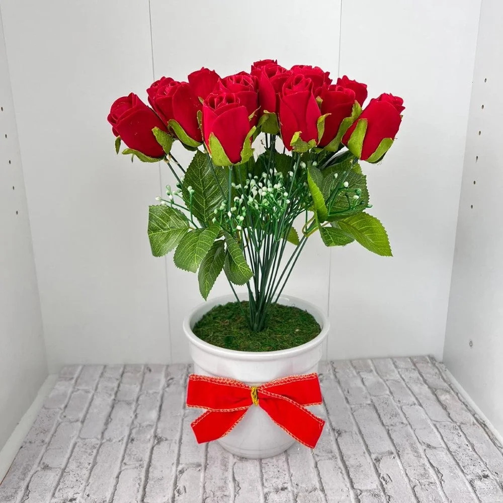 Pixies Gardens Beautiful 2 Dozen Roses in Ceramic Pot Single Pot