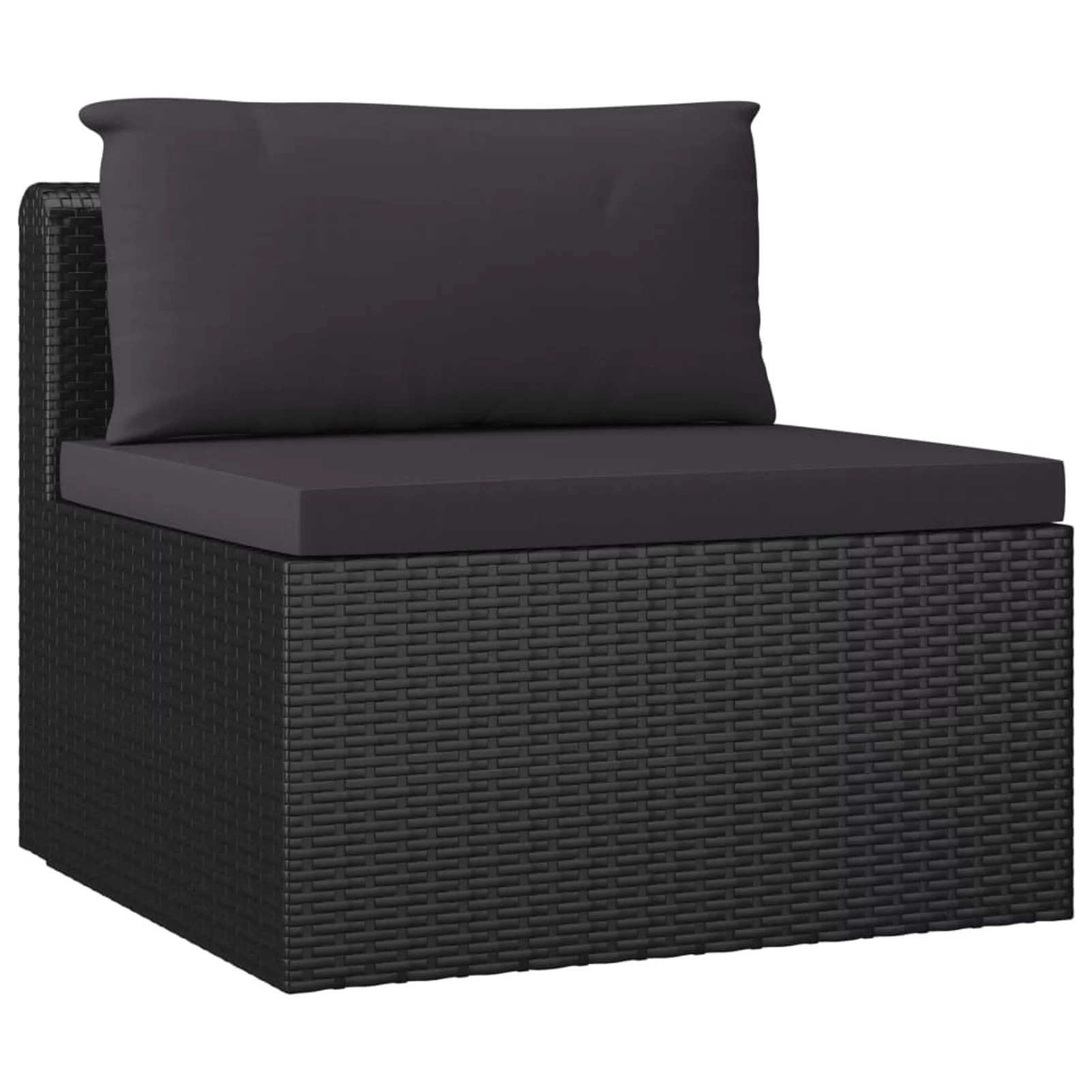 7 Piece Garden Set with Cushions Poly Rattan Black