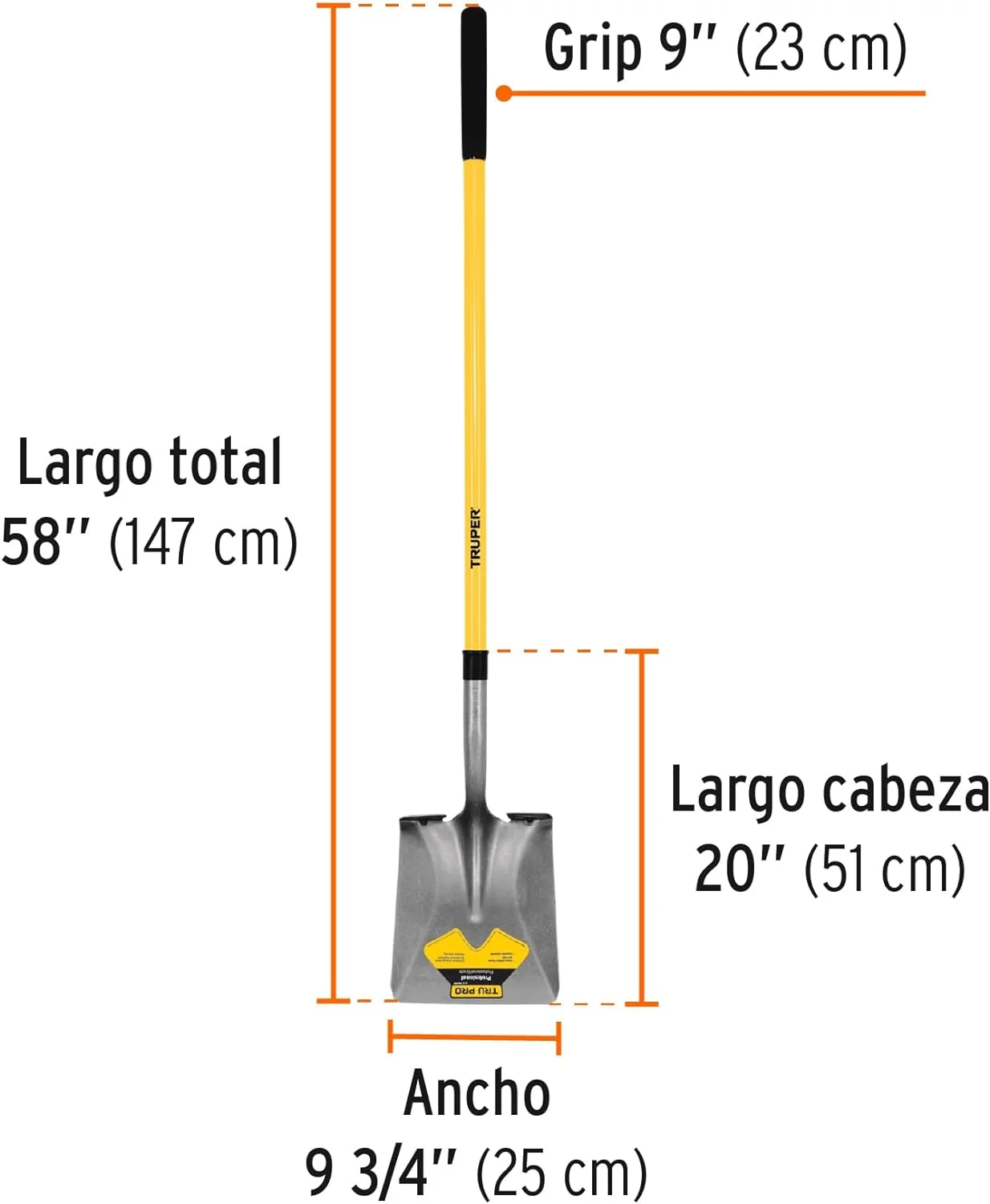 Long Handle Square Point Shovels Fiberglass 58