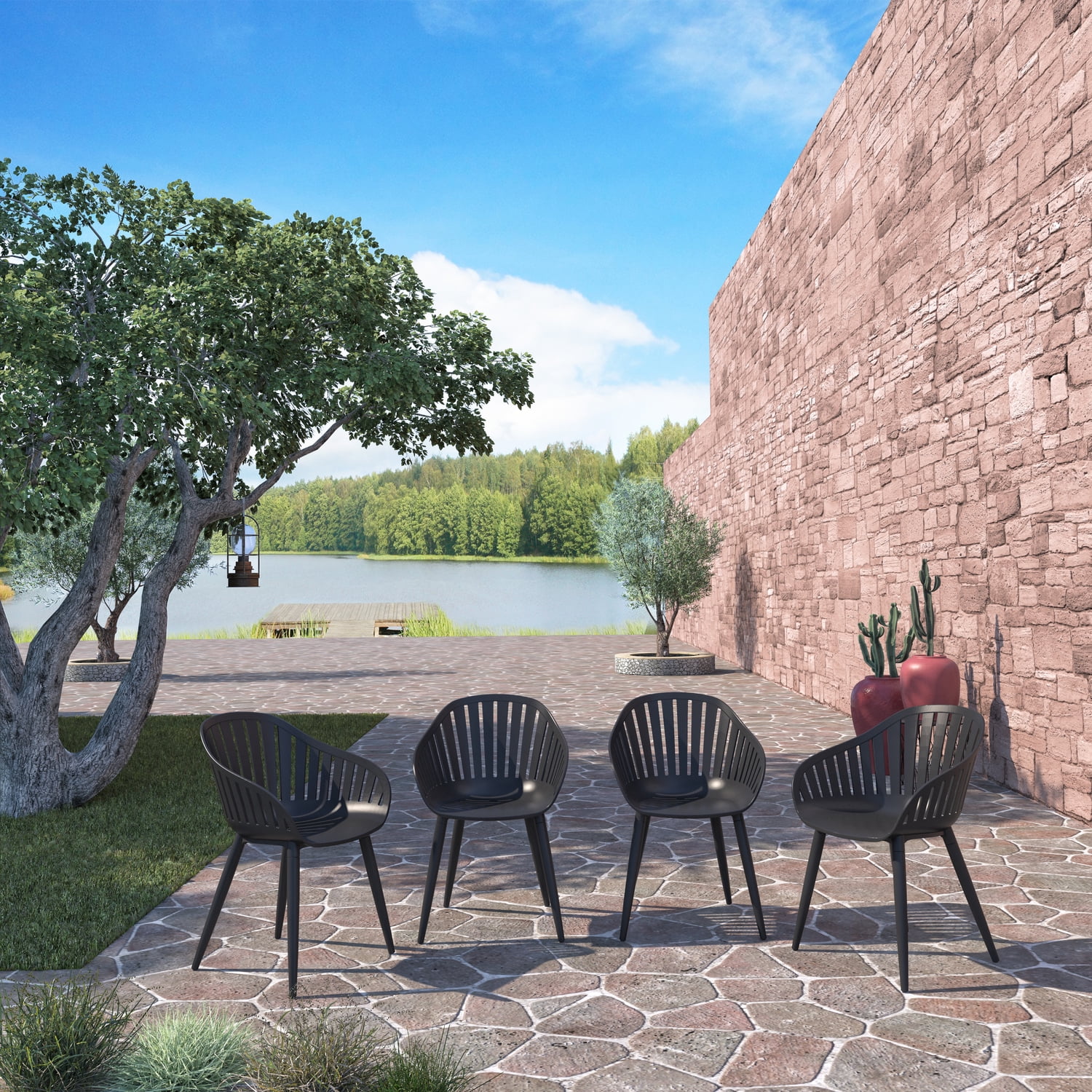 Amazonia 4 Piece Black Aluminium Chair Patio