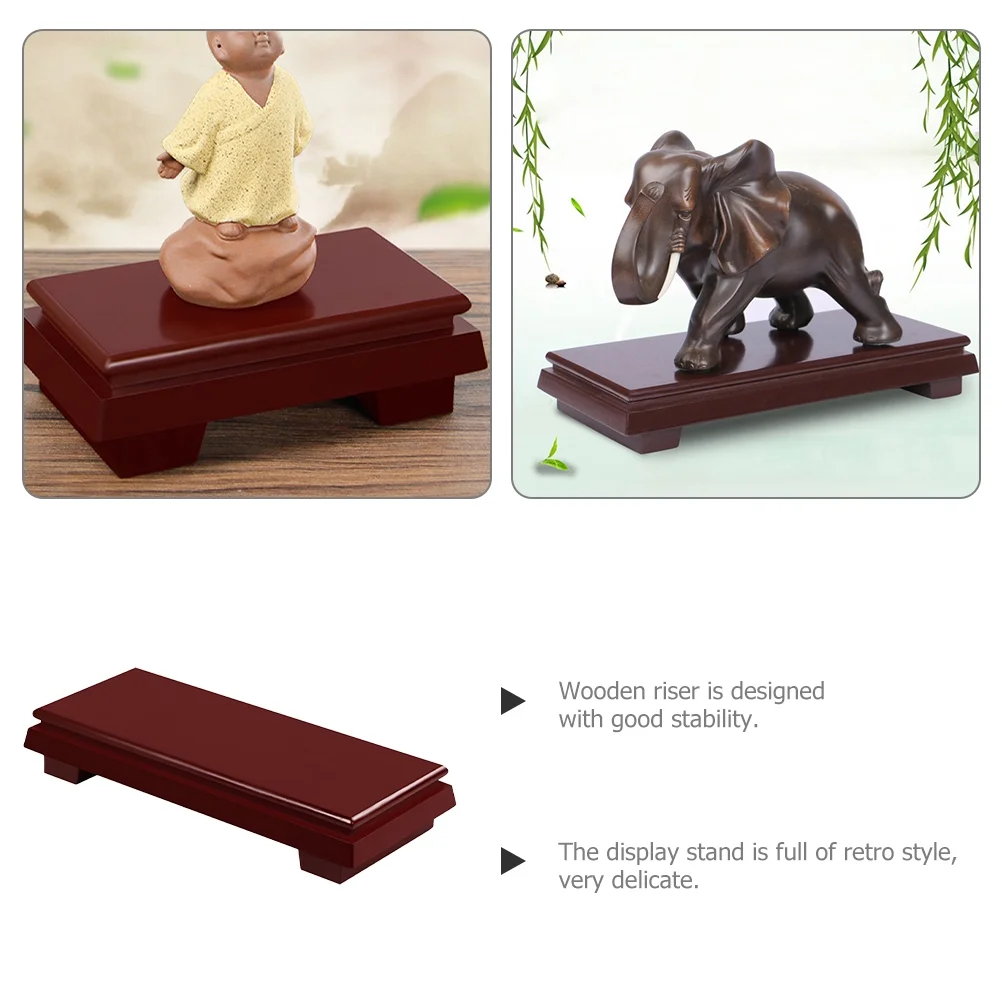 Rectangular Pedestal Stand Rectangular Planter Base Wooden Flowerpot Base Wood Carving Stand