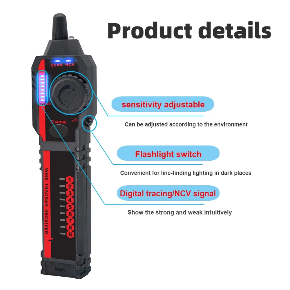 tester,60v With Low Et606 Indicator Auto Switch Poe Withstand Battery Indicator Auto Low Battery Indicator Tester Handheld Network Withstand Of 60v Tester Cable Check Auto Off