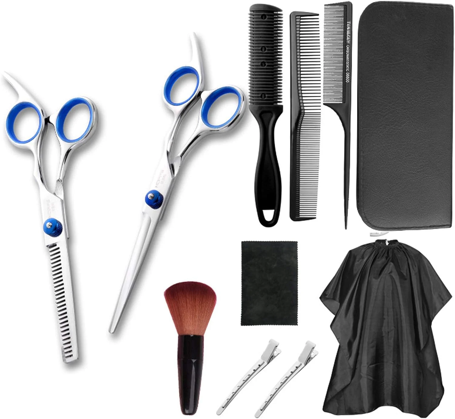 Professional Hair Cutting Scissors Set 11Pcs Haircut Scissors Thinning Shears Multi-Use Haircut Kit Hairdressing Scissorsfor Barber Salon Home Hair Shears for Men Women