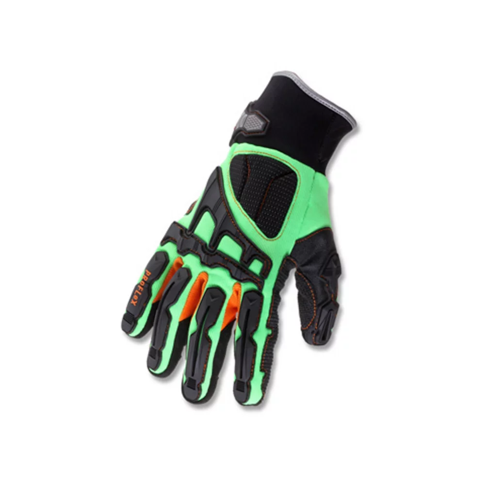 2X Hi-Viz Lime ProFlex 925F(X) Full Finger Armortex And PVC Dorsal Impact Reducing Anti-Vibration Gloves With Contoured Neoprene Cuff E5716051