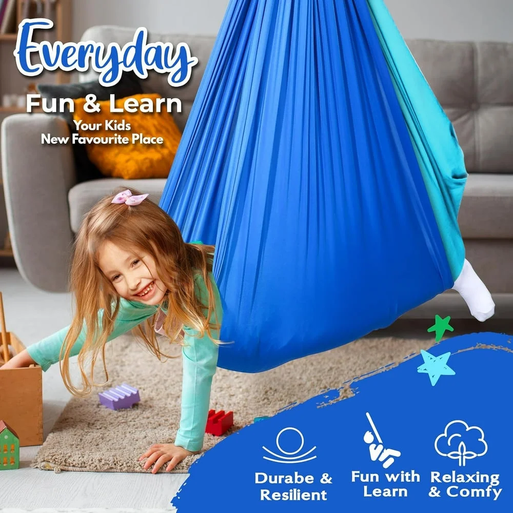 NEWCE   Swing  2PCS Indoor Swing for  and Adult  Max 300Lbs  Adjustable Swing for Child Autism   ADHD   Aspergers  Suitable for Indoor and Outdoor Swings  Blue