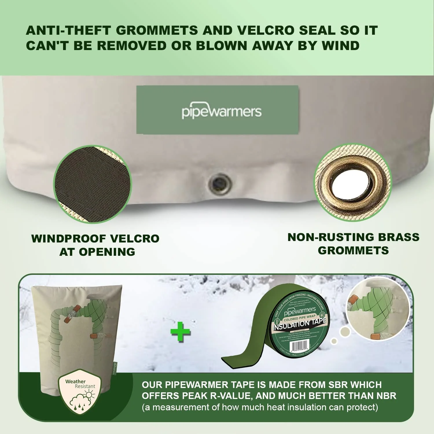 PipeWarmers The Original Pipe Insulation Cover (5˚F) Winter Pipe Insulation (UV-Coated),Pump Cover, Sprinkler Irrigation Valve Cover, Backflow Preventer Freeze Protection(24W X 36H)