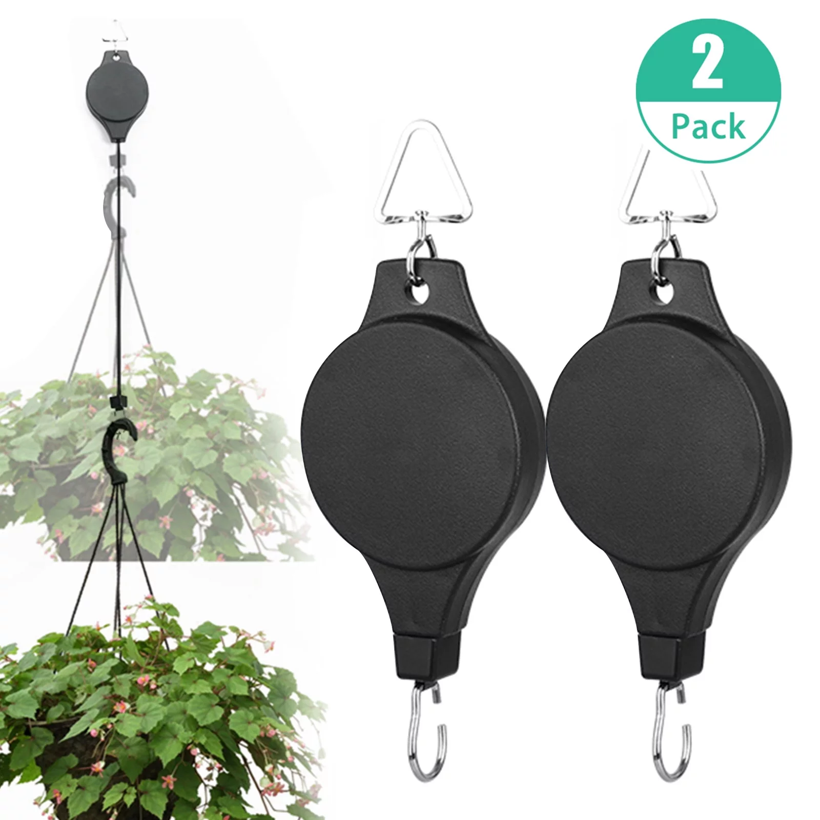 EEEkit Black Plastic and Metal Plant Hangers (2 Pack)