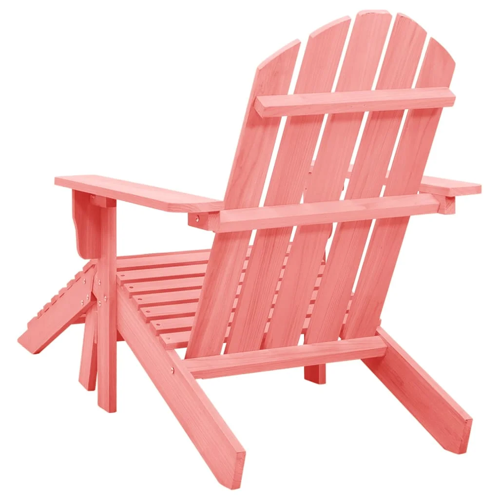Patio Adirondack Chair with Ottoman Solid Fir Wood Pink