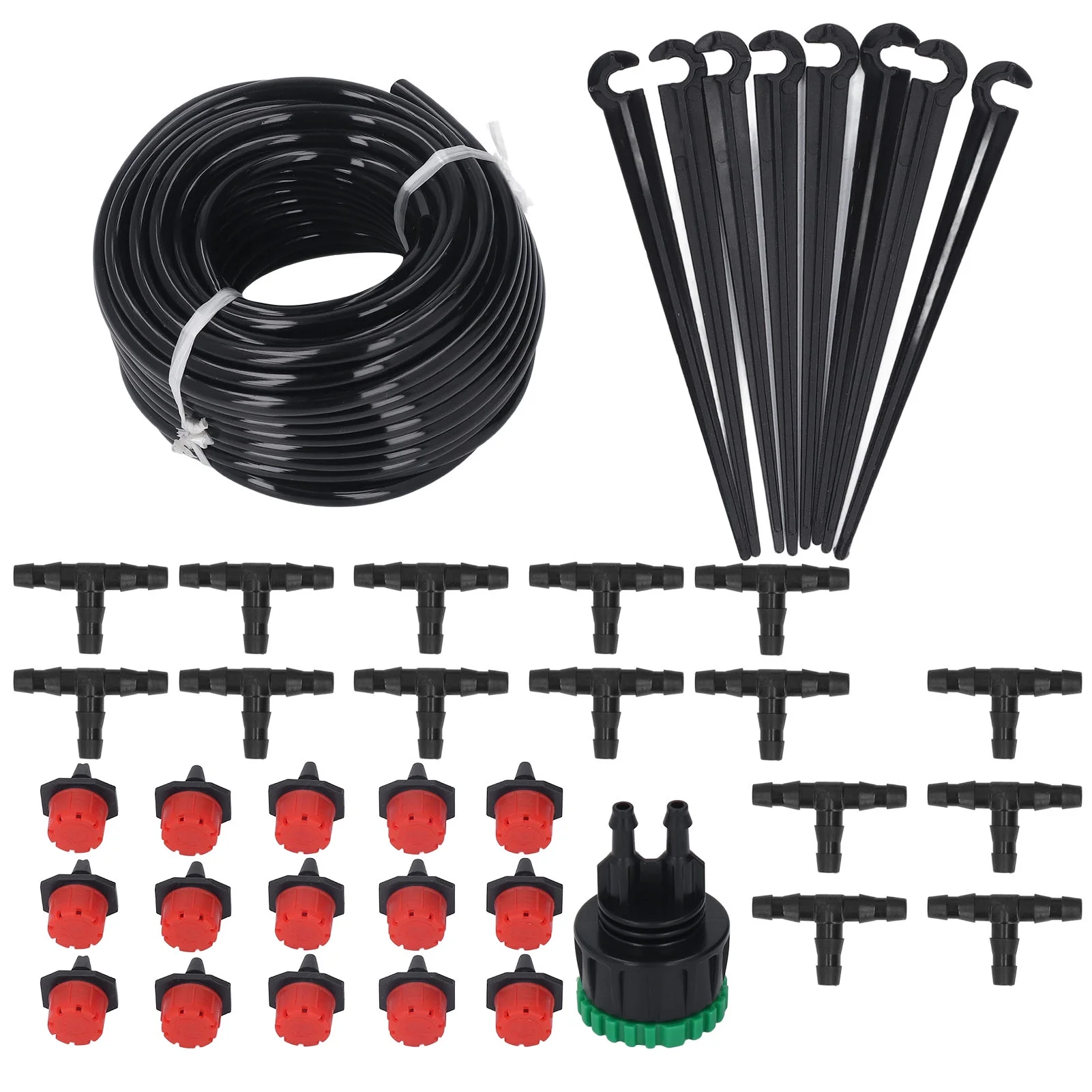 Garden Irrigation System Drip Irrigation Kit 49.2ft Length 4/7 Pipe Plastic Automatic Drip Irrigation System for Potted Plants Garden Greenhouse