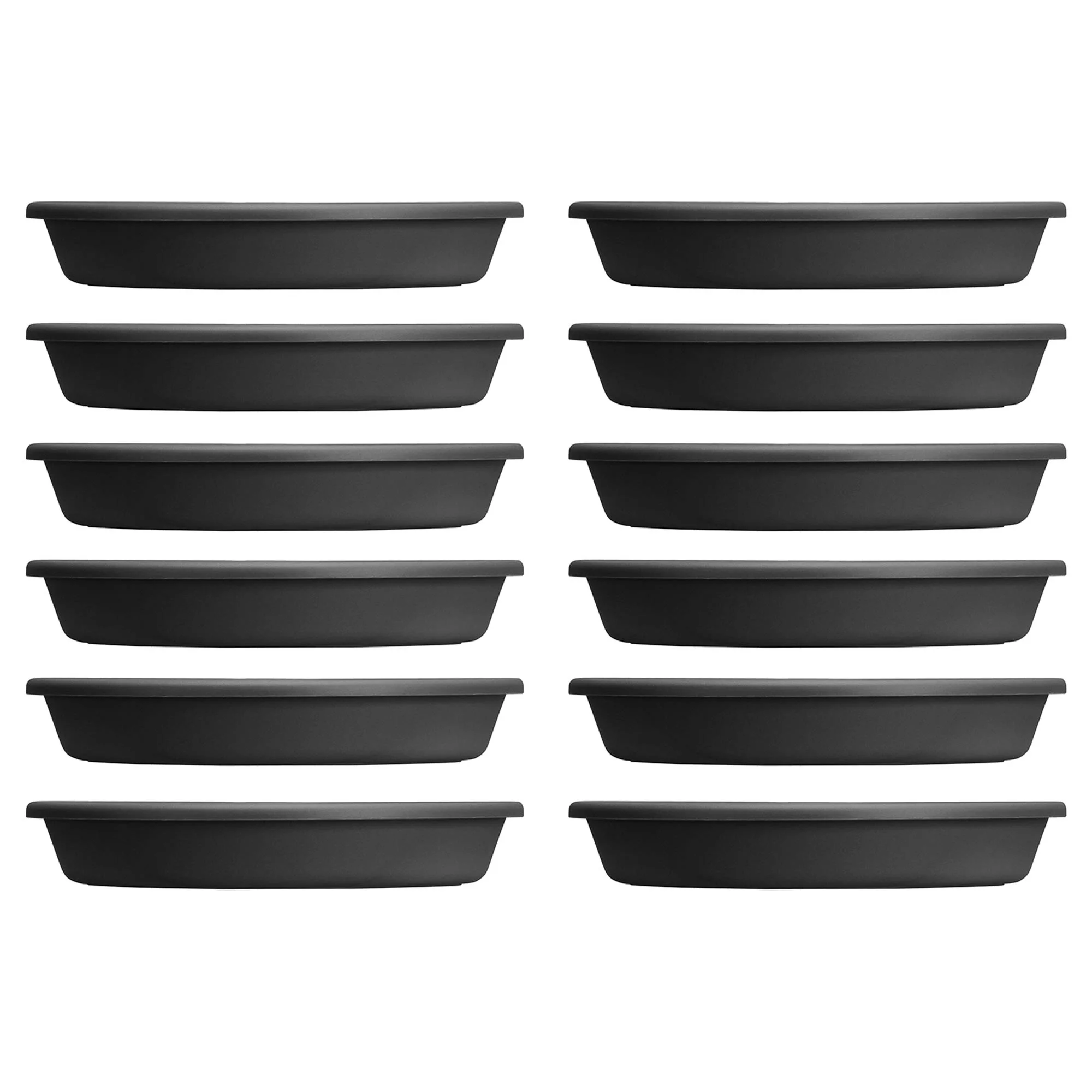 HC Companies Classic Saucer Tray for 24 Inch Flower Pots, Black (12 Pack)