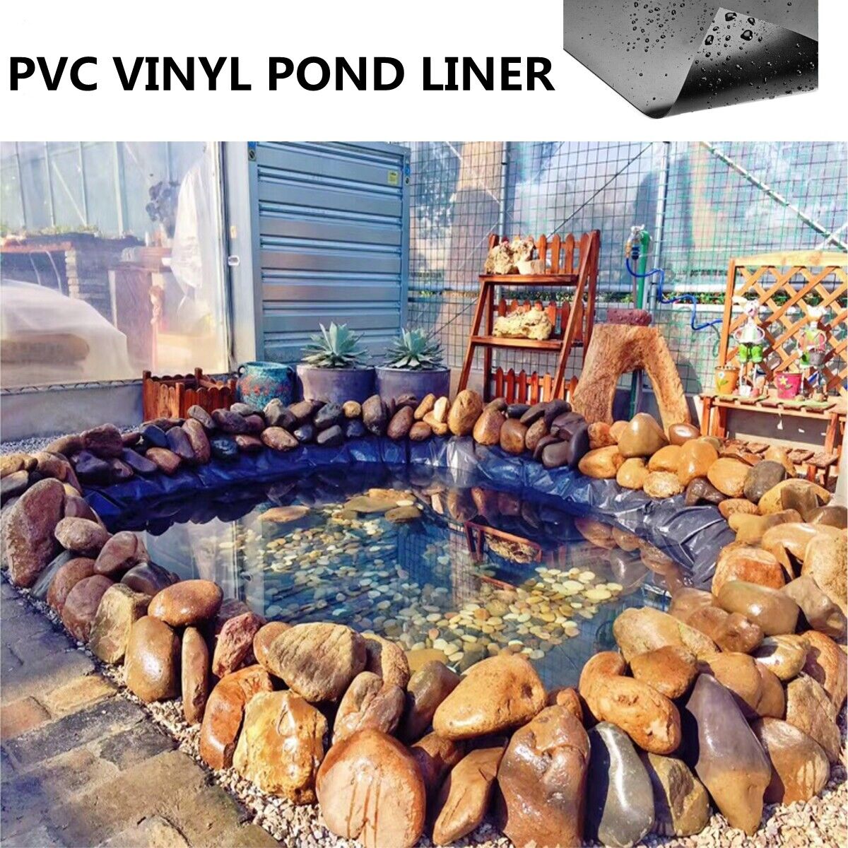 33X13ft Waterproof PVC Pond Liner Pond Liners Fish Liner Gardens Landscaping