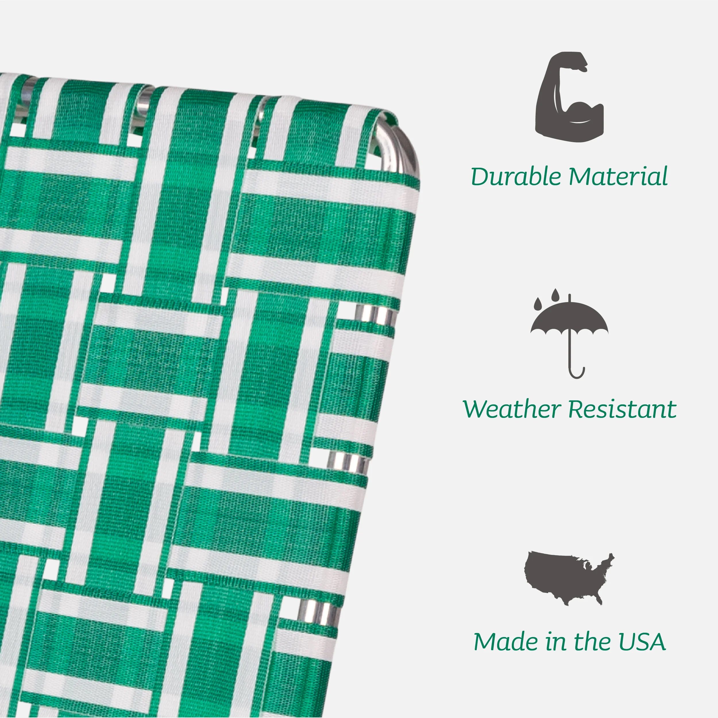 Lawn Chair USA Classic Folding Aluminum Webbed Chair |Bright White with White Arms