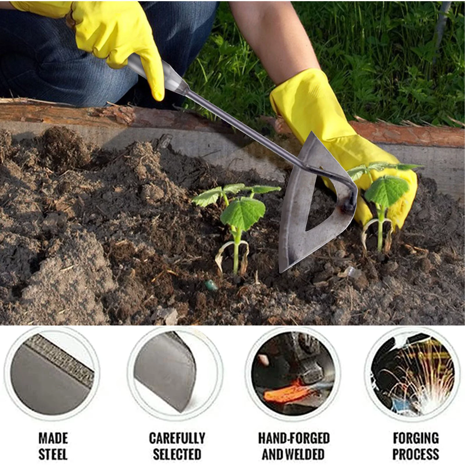 MVNSFEW Handle Grass Hoe Shaped Hollow Curved Small Hoe Household Garden Hoe Semi Circular Small Hoe