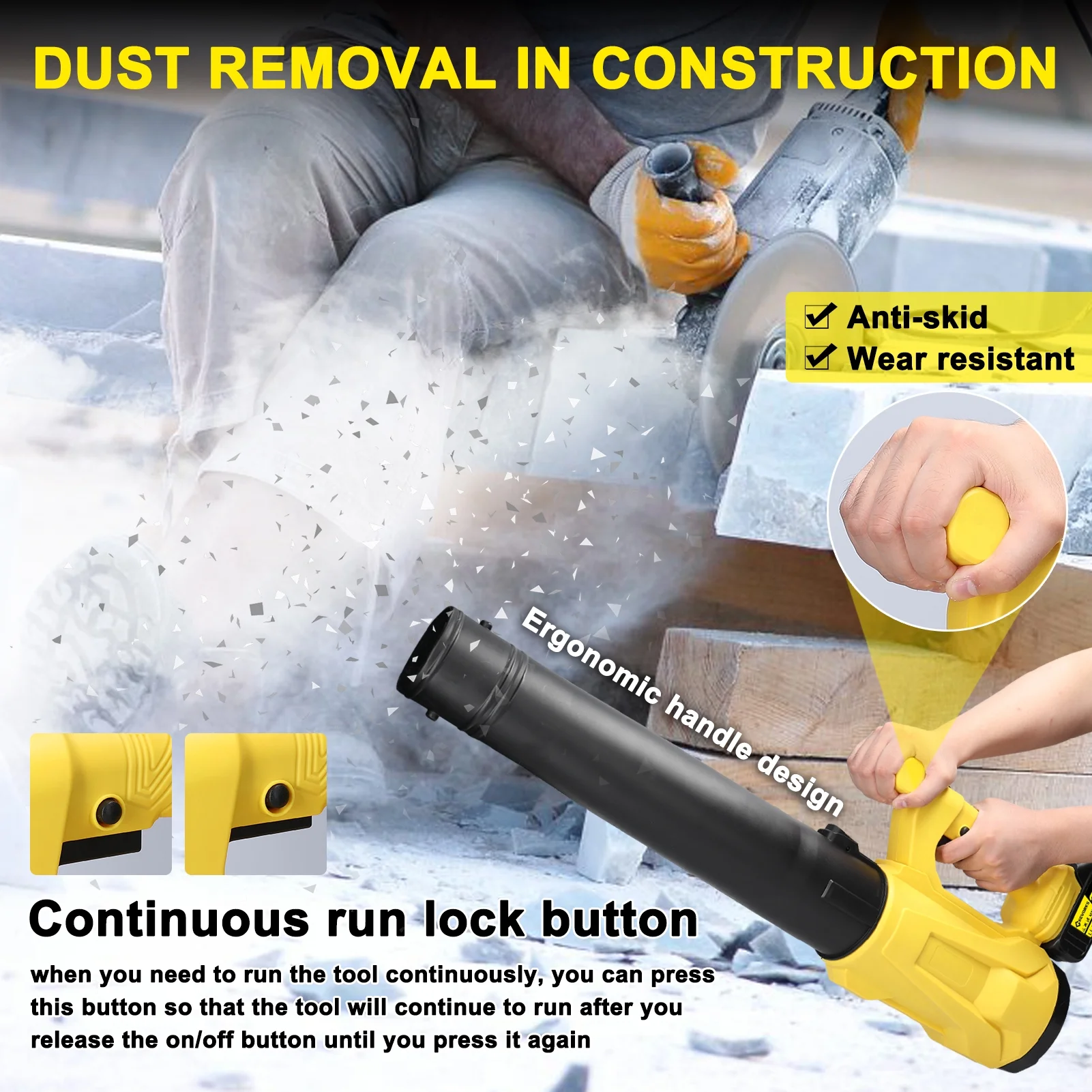 Blower,Battery Blower Wind Removal Fan Snow Fan Snow Cleaner Handheld 6-speed Adjustable Removal Snow Cleaner Adjustable Removal Fan Cleaner Tool Air Blower 6-speed