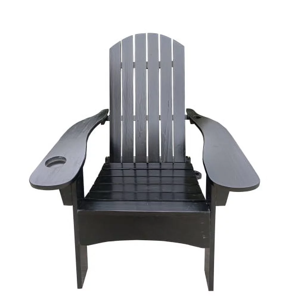 YPDCHB Outdoor or indoor Wood Adirondack chair with an hole to hold umbrella on the arm  Black